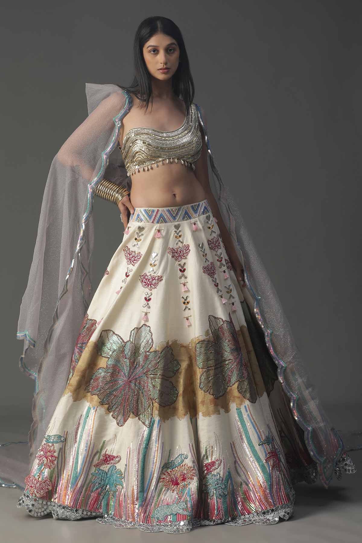 Buy Arpita SulakshanaIvory Silk Embroidered Lehenga Set